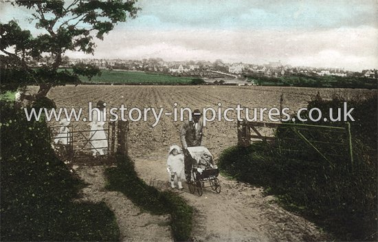 A view of Frinton on Sea from the fields, Essex. c.1930's